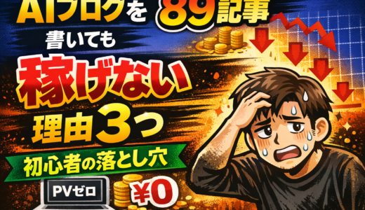 【#90】AIブログを89記事書いても稼げない理由3つ｜初心者がハマる落とし穴